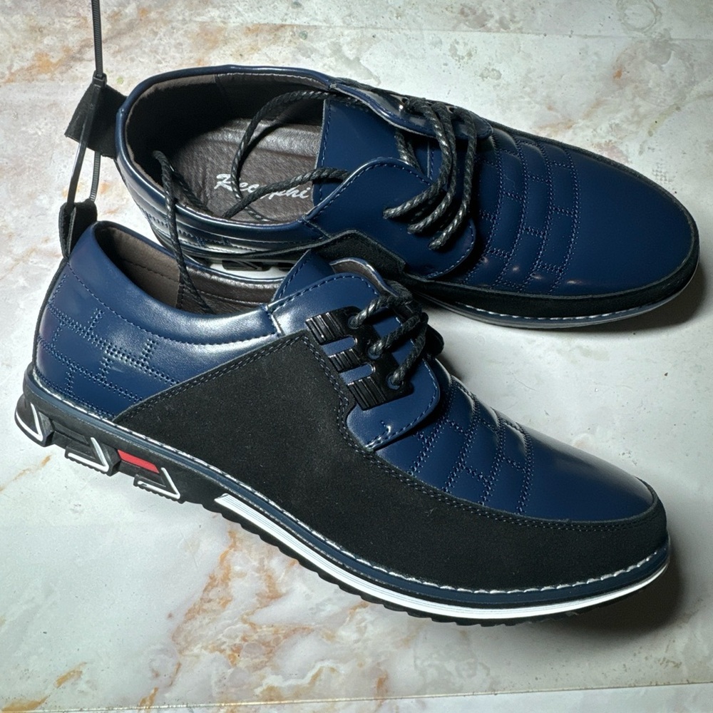 Cosidram Luxury Blue Men's Business Casual Oxford Shoes Size 10